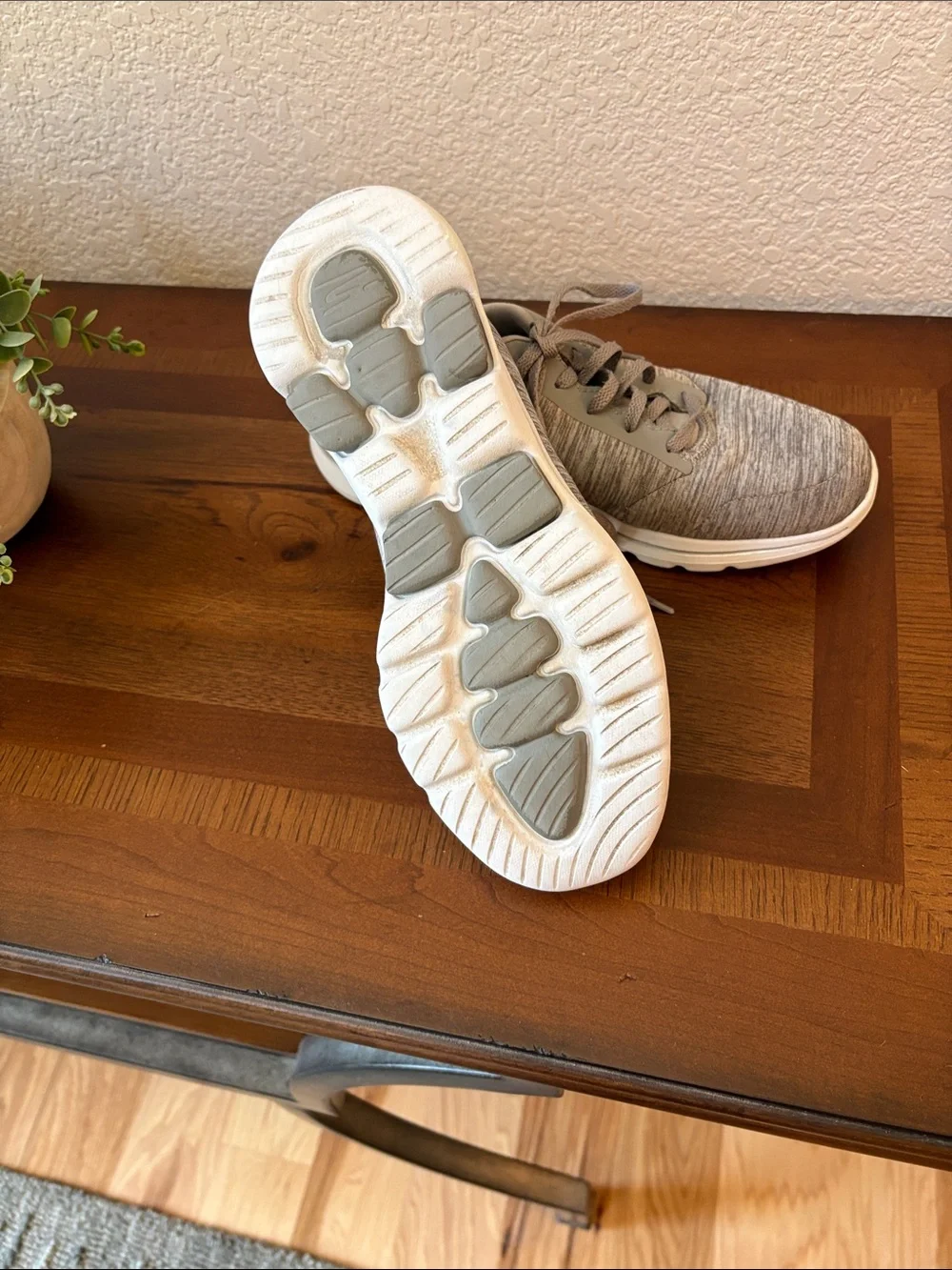 Skechers Light Gray Heather Knit Lace-Up Sneakers